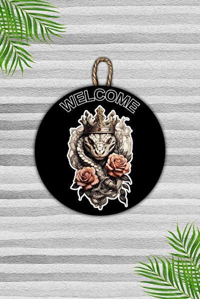 Dormot Home Модерна дървена украса за врата с мотив на черна роза и змия - Ук...