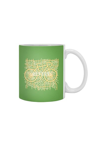 Fizello Road Bike Map White Mug, Gift, Dowry, Presentation Holder