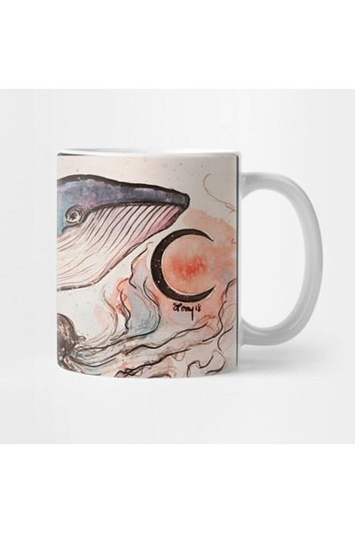 TatFast Adjustable Whale and Jelly Designed Mug - Gift, Dowry and Presentation