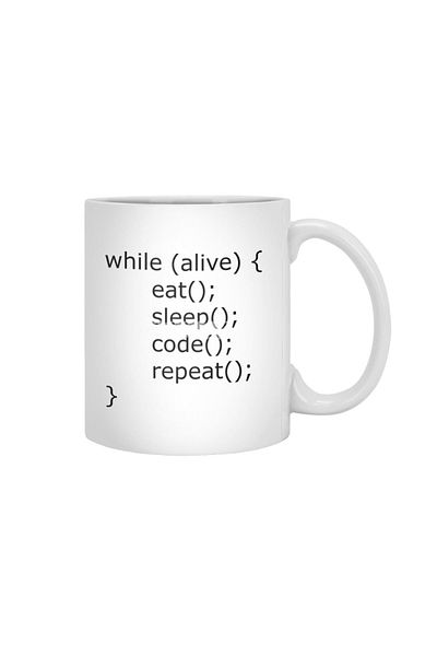 Fizello كوب أبيض من Eat Sleep Code Repeat، هدية، مهر، هدية