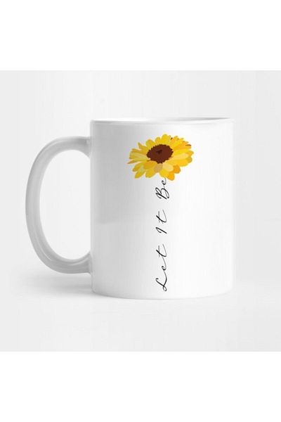 TatFast Let It Be Quote - كوب Sunflower صيفي أخضر أنيق، هدية وعرض