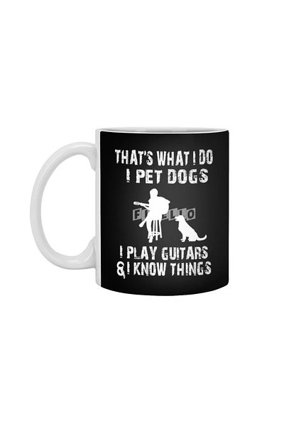 Fizello كوب أبيض من What I Do I Pet Dogs I Play Guitars، هدية، مهر، حامل عرض