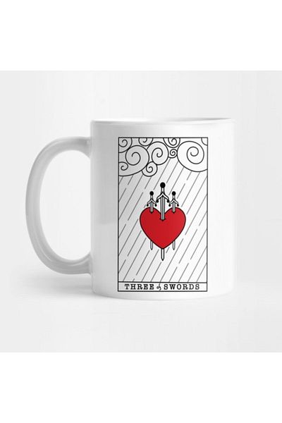 TatFast كوب ثلاثي السيوف ببطاقة التارو بتصميم بسيط
