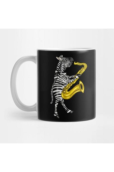 TatFast كوب Zebra Saxophone Jazz Fine Art مزين - هدية ومهر وعرض