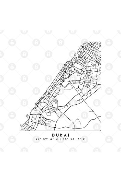 TatFast Dubai Uae Designer Black Floral Street Map Art Mug - Gift, Dowry, Presentation