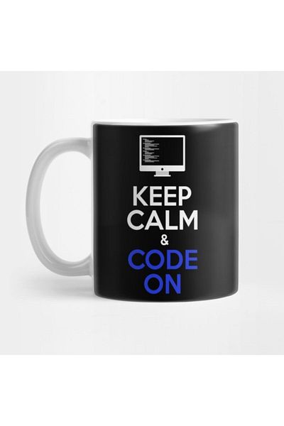 TatFast كوب مبرمج Keep Calm & Code On Light، هدية، مهر، عرض