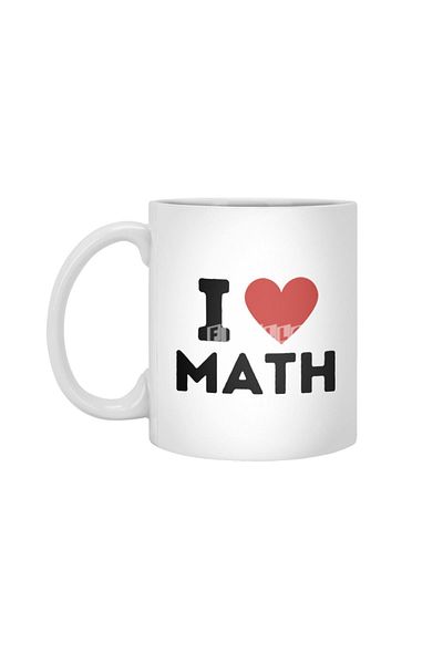 Fizello كوب أبيض بتصميم قلب بسيط من I Love Math، هدية، مهر، هدية