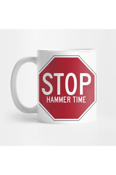 TatFast Novelty Comedy Stop Sign Hammer Time Mc U Can't Touch This Retro 90s 1990s Gift Mug