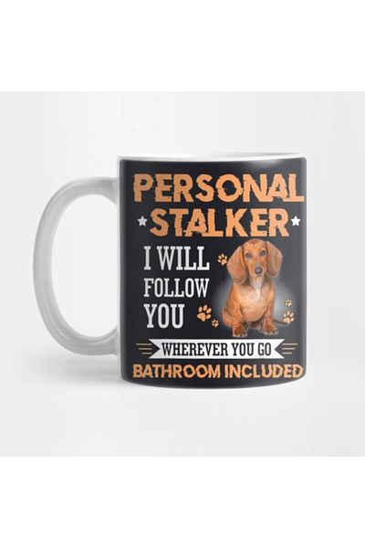 TatFast شخصية Stalker سأتابعك أينما أبدًا كوب كلب داشهند