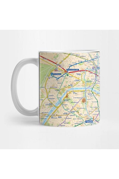 TatFast Paris Subway Map (with Streets) - France Mug, Gift, Dowry, Presentation Holder