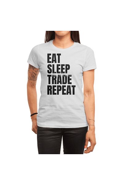 Fizello Λευκό μπλουζάκι Unisex - Επαναλάβετε το εμπόριο ύπνου, Bitcoin, BTC, Crypto, Wallstreetbets, WSB
