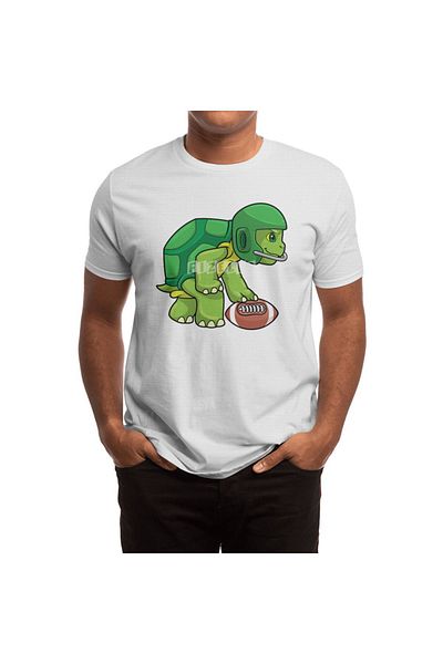 Fizello Men's and Women's White T-Shirt - Turtle at Sports with Football & Helmet Unisex T-Shirt
