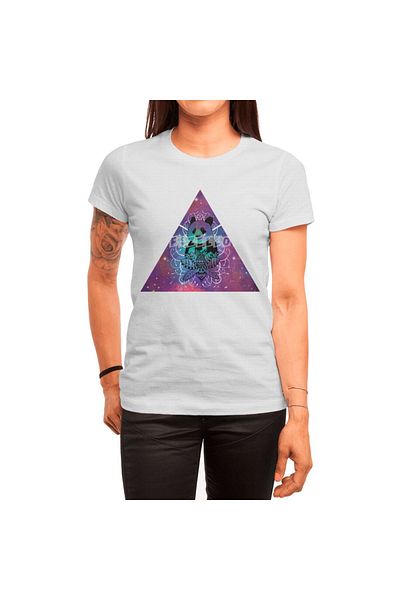 Fizello Μπλουζάκι Black Panda Watercolor Space Background για άνδρες και γυναίκες - Unisex Λευκό T-shirt