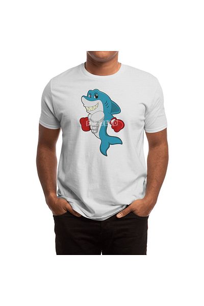Fizello Men's and Women's White Shark as Boxer T-Shirt - Unisex, Avec Boxing Gloves T-Shirt
