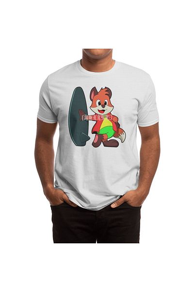 Fizello Fox Surfboard Carrying Surfer Λευκό μπλουζάκι Unisex για άνδρες και γυναίκες