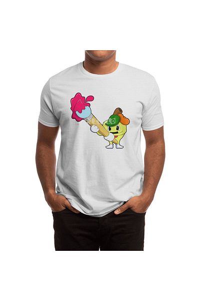 Fizello Tricou alb pentru bărbați și femei - Apple As Painter cu pensulă Design unisex