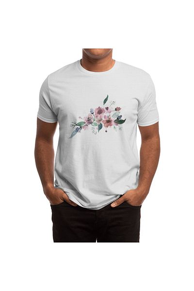 Fizello Λευκό μπλουζάκι Unisex - Ακουαρέλα με μοτίβο λουλουδιών