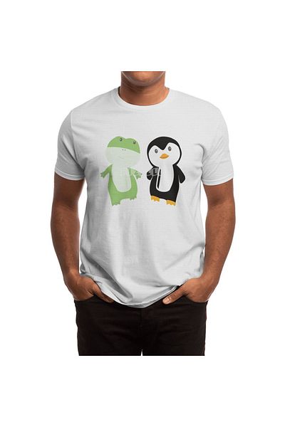 Fizello Ανδρικό και γυναικείο μπλουζάκι - Frog Penguin με ελαφρύ αγιόκλημα Unisex λευκό μπλουζάκι