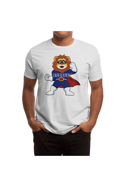 Fizello Μπλουζάκι Hero Lion για άνδρες και γυναίκες - Unisex λευκό με λεπτομέρεια μάσκας