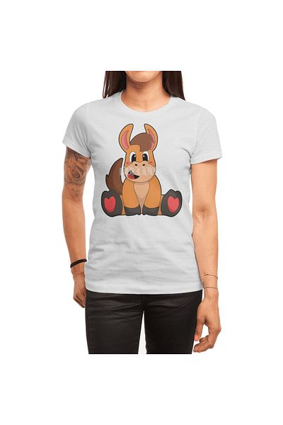 Fizello Tricou alb unisex pentru bărbați și femei - Design Horse Horse Sitting