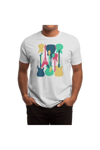 Fizello Tricou alb pentru bărbați și femei - Tricou unisex cu chitare electrice