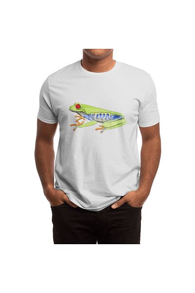 Fizello Tricou alb unisex pentru bărbați și femei - model broasca copac cu ochi roșii