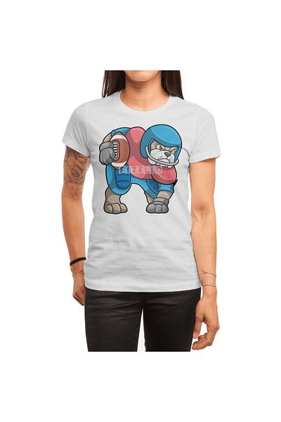 Fizello Men's and Women's White Bulldog T-Shirt - Sports, Football and Helmet Detail