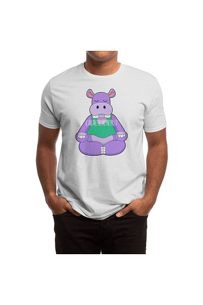 Fizello Hippo Yoga Ancestor - Tricou alb unisex pentru bărbați și femei