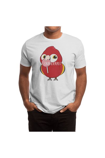 Fizello Ανδρικό και γυναικείο λευκό μπλουζάκι - Parrot With Lollipop Design