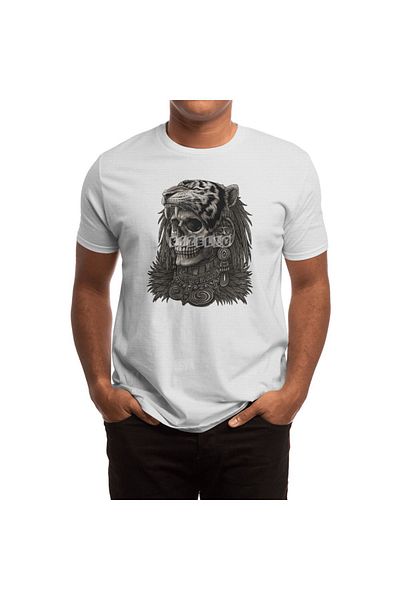 Fizello Aztec Skull Warrior Tigre Headdress - Unisex Λευκό T-Shirt