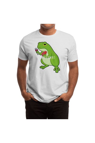 Fizello Γυναικείο μπλουζάκι σε στυλ πόκερ - Unisex λευκό μπλουζάκι με βάτραχο, κάρτες πόκερ και μοτίβο από γυαλί κόκκινο κρασί
