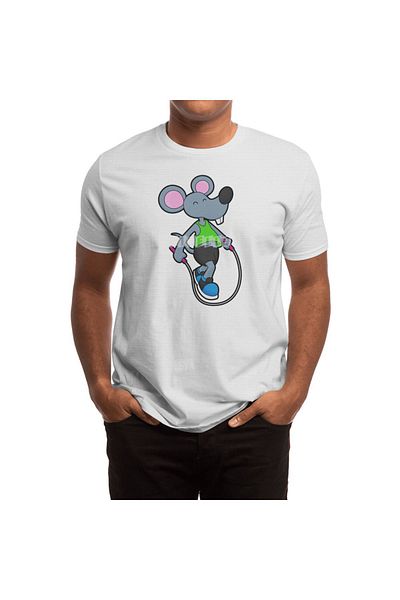 Fizello Fitness Mouse - Tricou alb pentru bărbați și femei, tricou unisex, cu Roduplu