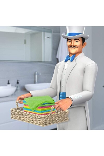 teknotrust 100% Microfiber as Texture Microfiber Cloth 12 Pieces 30 X 30 Set Product 10 + Cotton Blue Embroidered / Embroidered