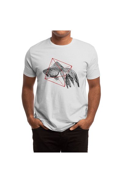 Fizello Λευκό μπλουζάκι Unisex - Fish In Geometry Pattern