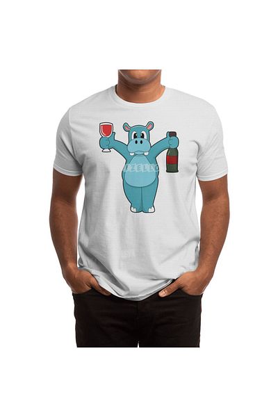 Fizello Hippo - Ανδρικό και γυναικείο λευκό μπλουζάκι, Unisex, Σχέδιο Sky Vinyle
