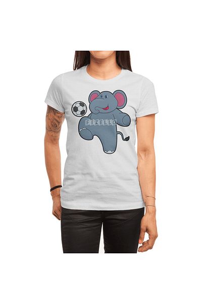 Fizello Unisex White T-Shirt - Elephant Soccer Player and Football Ball Design