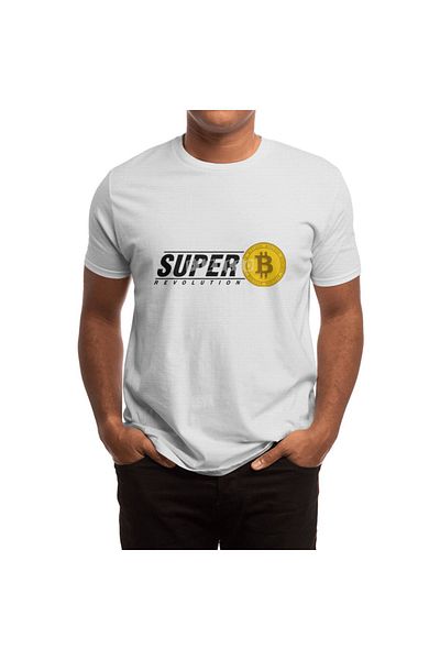 Fizello Tricou alb unisex Super Revolution Bitcoin