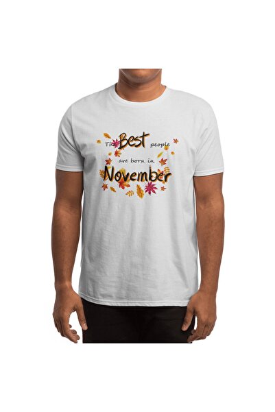 Fizello Μπλουζάκι Beste November - Ανδρικό, Γυναικείο, Unisex Λευκό T-shirt