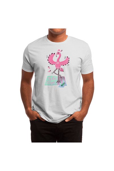 Fizello Yoga Flamingo Pattern Λευκό T-shirt για άνδρες και γυναίκες - Unisex, Digital