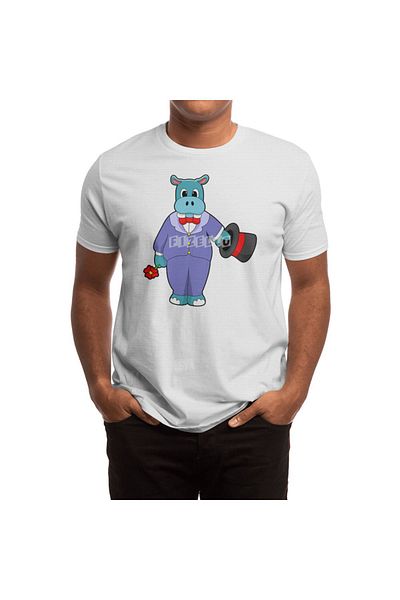 Fizello Hippo As Groom - Tricou alb pentru bărbați și femei, design de costum trandafir unisex