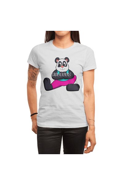Fizello Panda Pattern Yoga Stretching T-shirt για άνδρες και γυναίκες - Unisex λευκό μπλουζάκι