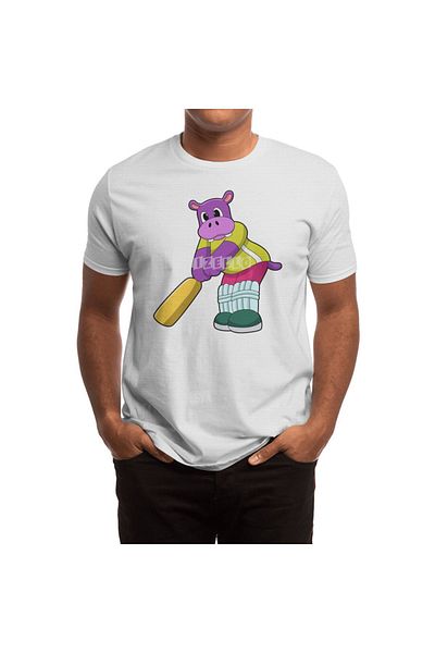 Fizello Tricou unisex alb Hippo Cricket - bărbați și femei