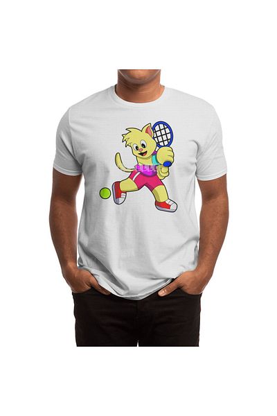 Fizello Tricou pentru bărbați și femei - Tricou alb unisex pentru tenis, rachetă și tenis