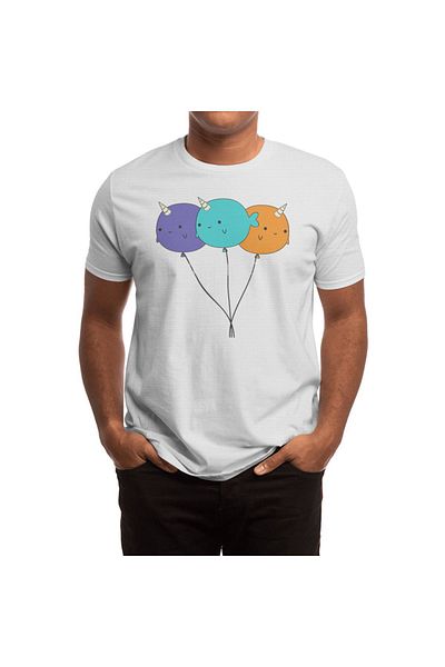 Fizello Ανδρικό και γυναικείο μπλουζάκι Narwhal Balloons Λευκό Unisex