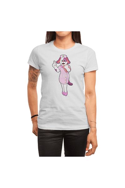 Fizello Ανδρικό και γυναικείο Unisex Λευκό T-shirt - Dog As Nurse Pattern