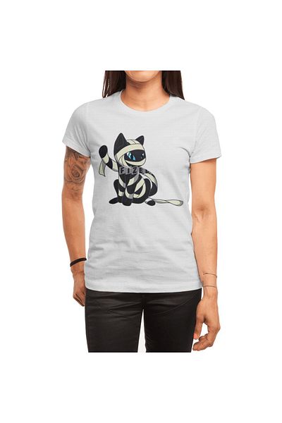 Fizello Ανδρικό και γυναικείο λευκό μπλουζάκι Unisex Mummy Cat
