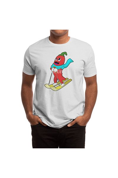 Fizello Μπλουζάκι για άνδρες και γυναίκες - Pepper As Skier With Ski, Unisex Λευκό T-shirt