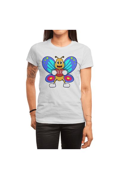 Fizello Tricou alb pentru bărbați și femei - Fluture cu inimă Design unisex