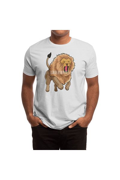 Fizello Ανδρικό και γυναικείο μπλουζάκι Unisex White Jumping Lion