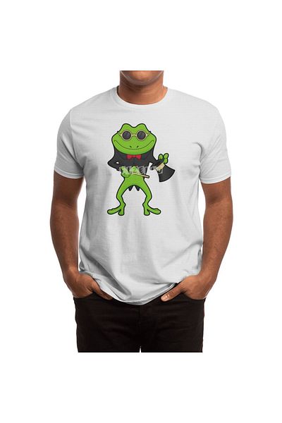 Fizello Ανδρικό και γυναικείο λευκό μπλουζάκι - Frog as Magician με λεπτομέρεια μαγικό ραβδί και καπέλο
